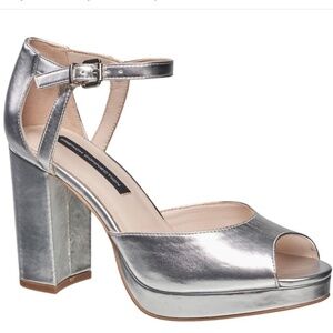 French Connection Platform Heel -Silver Size 8 1/2